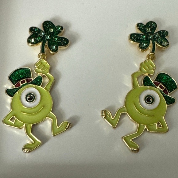 NIB Baublebar X Disney Pixar Mike Wazowski Monsters Inc St Patricks Day Earrings - Picture 5 of 8